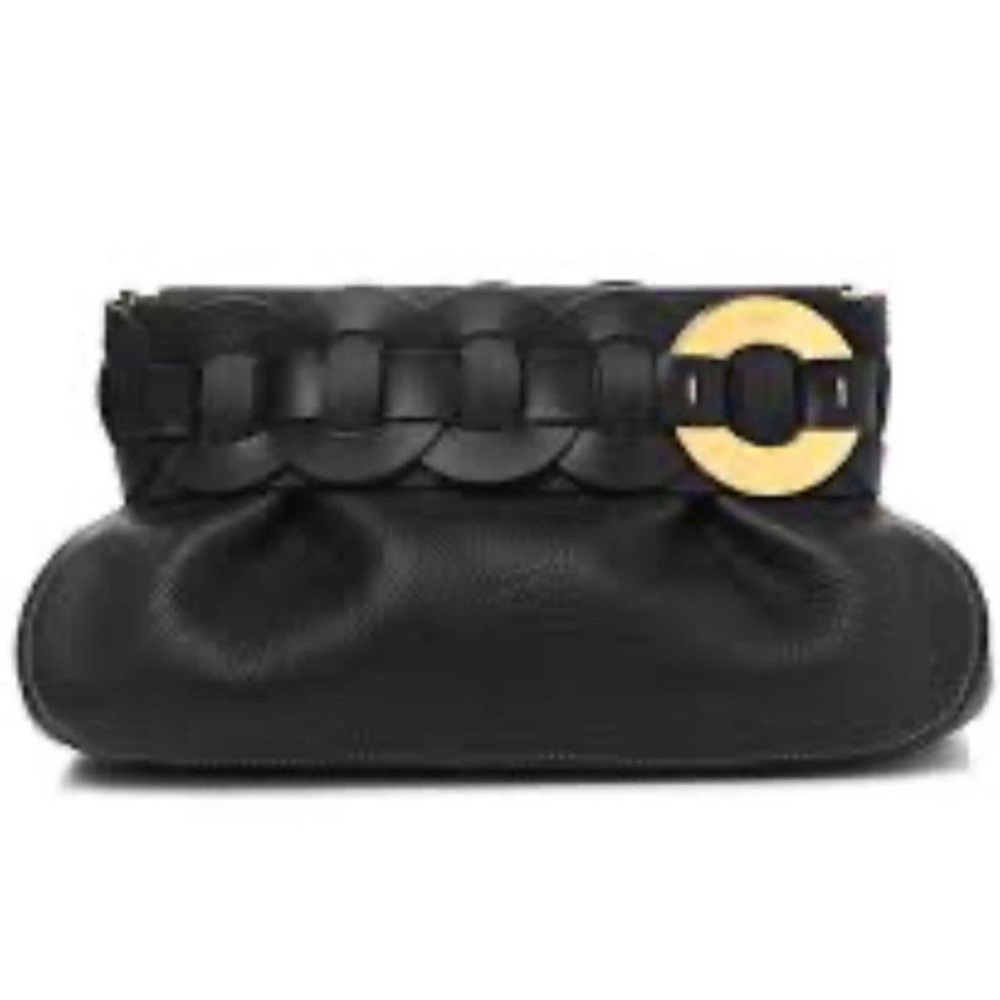 Chloe Daryl Black Clutch with Gold Accent Spring Luxury Handbag